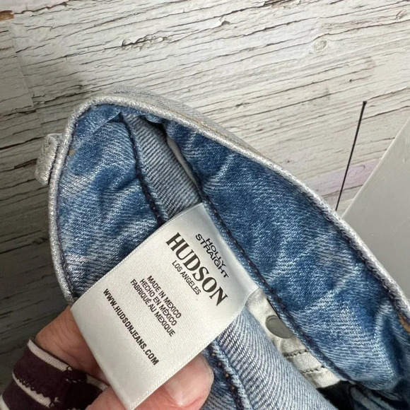 Hudson high rise straight holly jeans size 26 sparkly silver  blue - Picture 5 of 9